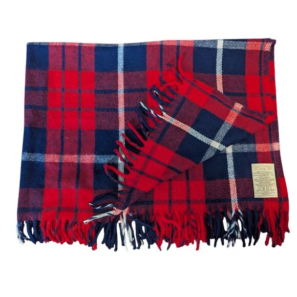 Vintage Faribault Woolen Mill Throw Blanket Stadium Lap Plaid Picnic Preppy - Picture 2 of 6